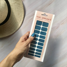 Load image into Gallery viewer, Beach inspired gel nail wrap in blue-green solid color
