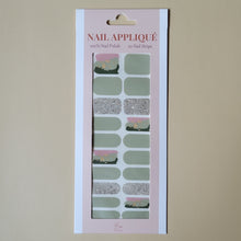 Load image into Gallery viewer, Gel nail wrap with mint green and abstract paint design in 20 pieces
