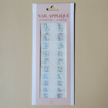 Load image into Gallery viewer, Transparent nail wraps with silver glitter design on nail cap
