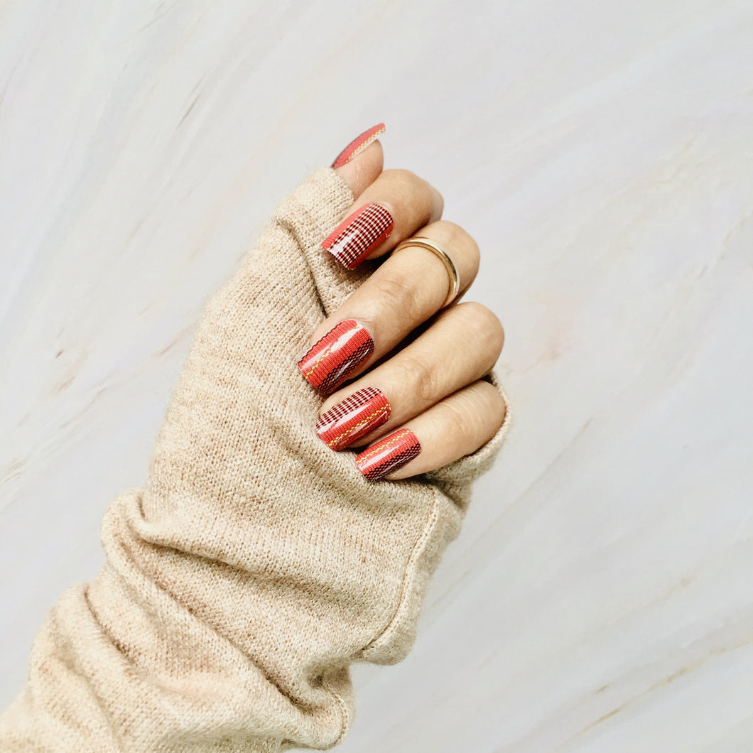 Philippine textile inspiration for a nail wrap design  in 20 pieces